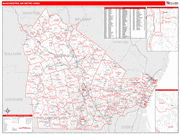 Manchester-Nashua Metro Area Wall Map Red Line Style